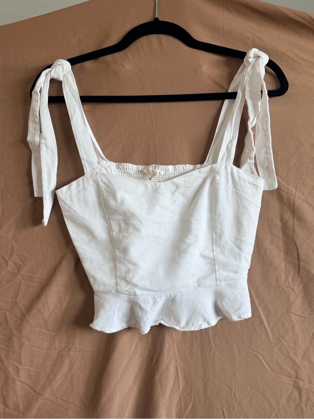 LA Hearts White Tie Strap Corset Crop Top Coquette Cottagecore Ruffle S